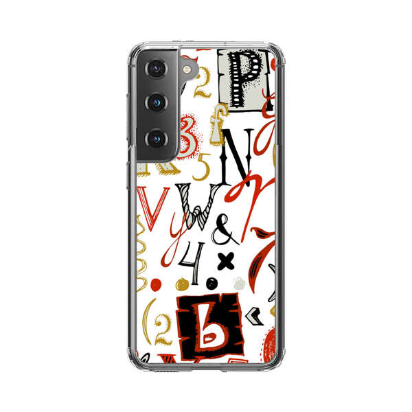 Colorful Hand Drawn Letters and Numbers Pattern Samsung Galaxy S22 5G Case