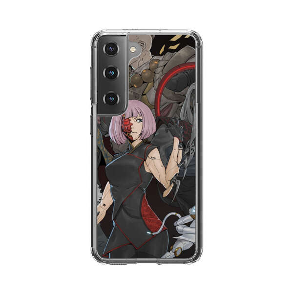 Futuristic Cyberpunk Warriors and Robotic Cat in Dynamic Pose Samsung Galaxy S22 5G Case
