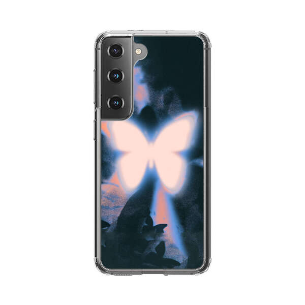 Glowing White Butterfly Samsung Galaxy S22 5G Case