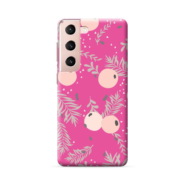 Berries Floral Pattern Pink Background Samsung Galaxy S22 5G Hard Case
