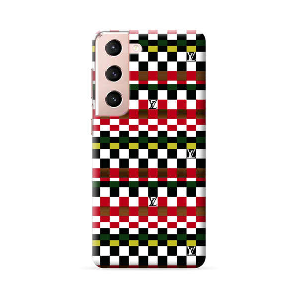 Colorful Checkerboard Stripes Pattern Samsung Galaxy S22 5G Hard Case