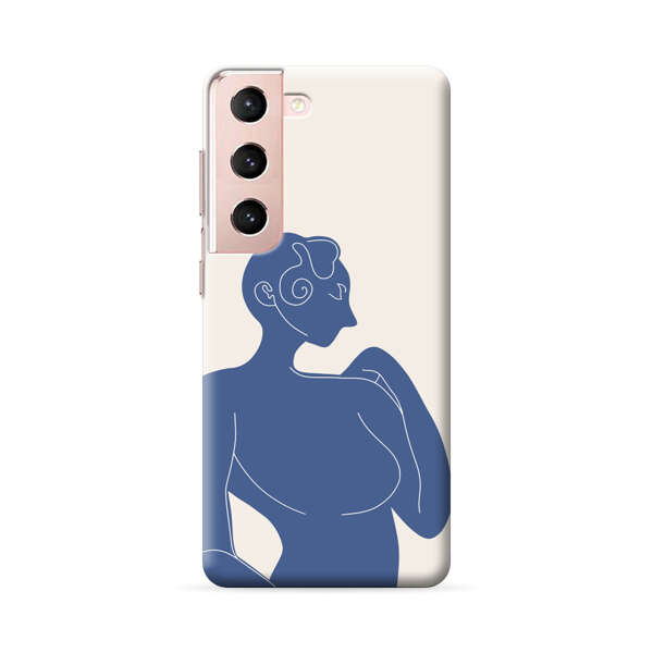 Minimalistic Abstract Female Silhouette Blue Samsung Galaxy S22 5G Hard Case