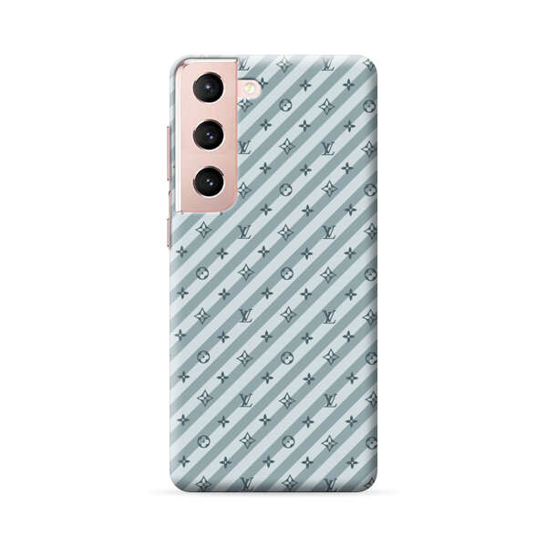 Stylish Blue Diagonal Striped Luxury Logo Pattern Samsung Galaxy S22 5G Hard Case
