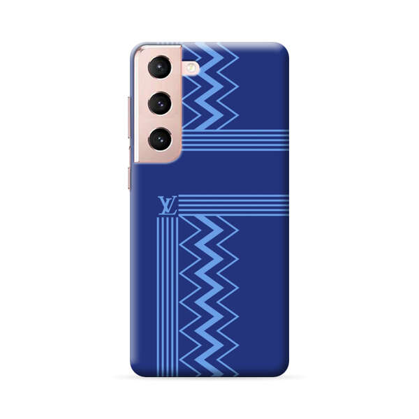 Stylish Geometric Zigzag Pattern in Blue Samsung Galaxy S22 5G Hard Case