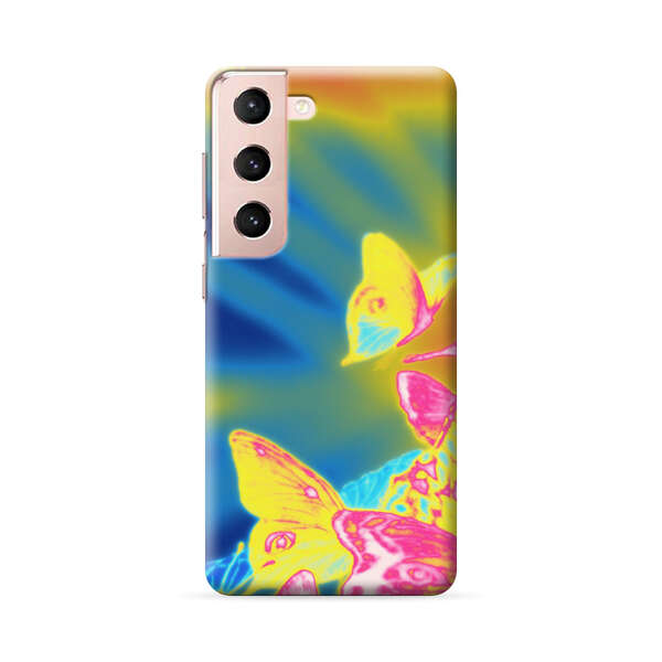 Vibrant Colorful Neon Butterflies Abstract Samsung Galaxy S22 5G Hard Case