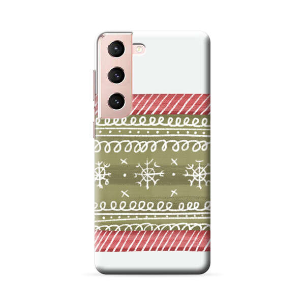 Winter Pattern with Snowflakes and Red Stripes Samsung Galaxy S22 5G Hard Case
