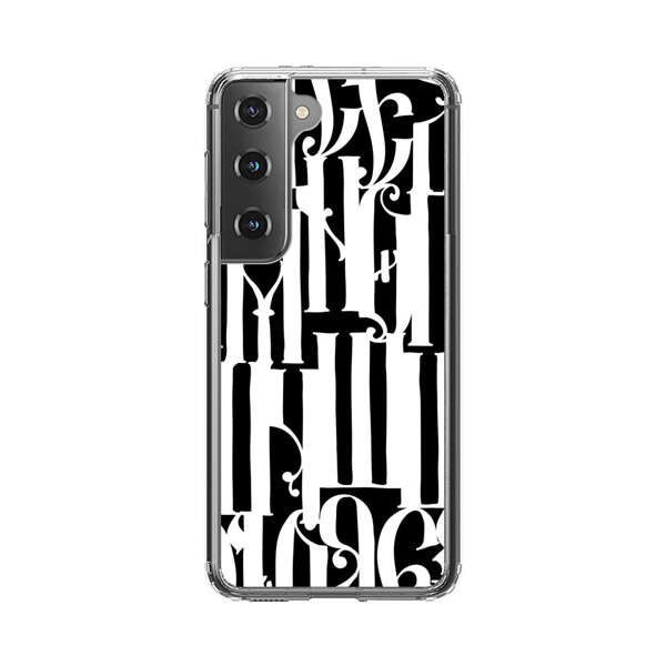 Abstract Black and White Pattern with Ornamental Letters Samsung Galaxy S22 Plus 5G Case