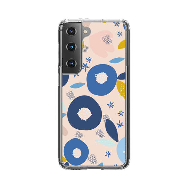 Abstract Floral Pattern with Blue, Pink and Mustard Flowers Samsung Galaxy S22 Plus 5G Case