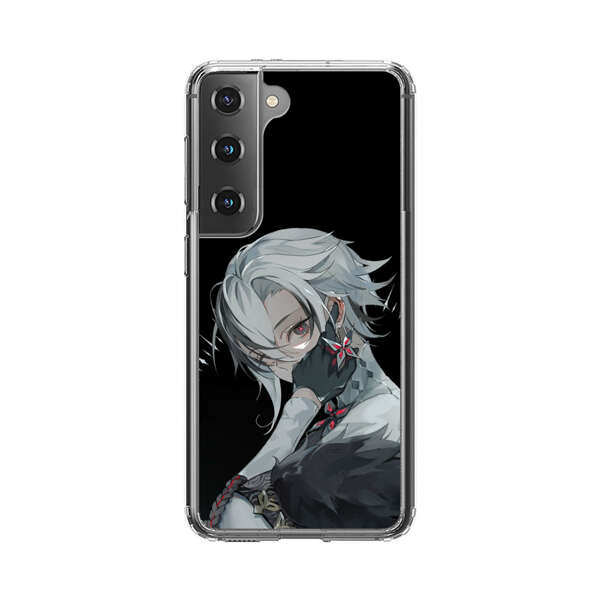 Anime Character with Silver Hair and Dark Feathers Samsung Galaxy S22 Plus 5G Case