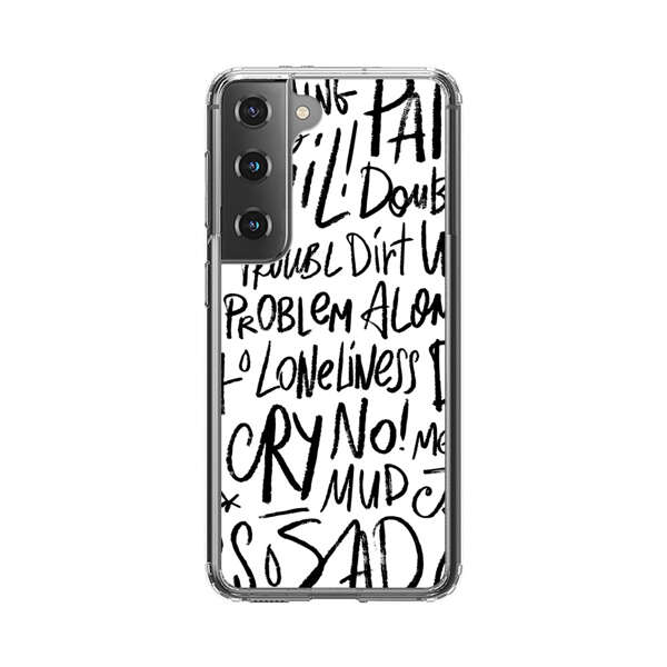 Black and White Negative Words Pattern Samsung Galaxy S22 Plus 5G Case