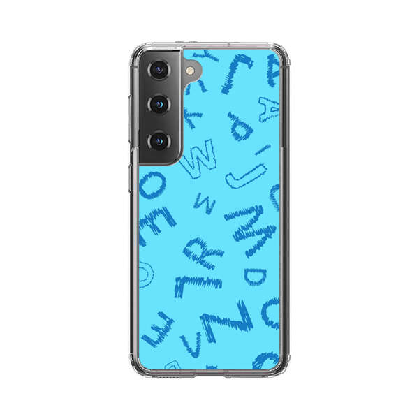 Blue background with random sketched alphabet letters Samsung Galaxy S22 Plus 5G Case