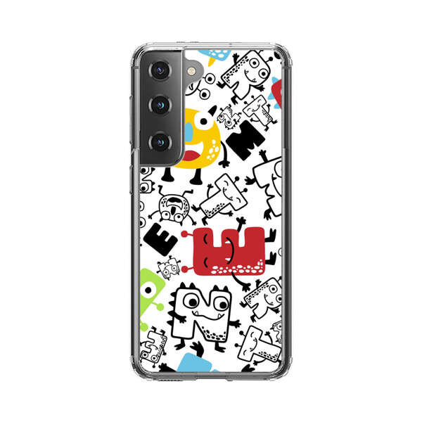 Colorful Cartoon Monsters Letters Pattern Samsung Galaxy S22 Plus 5G Case