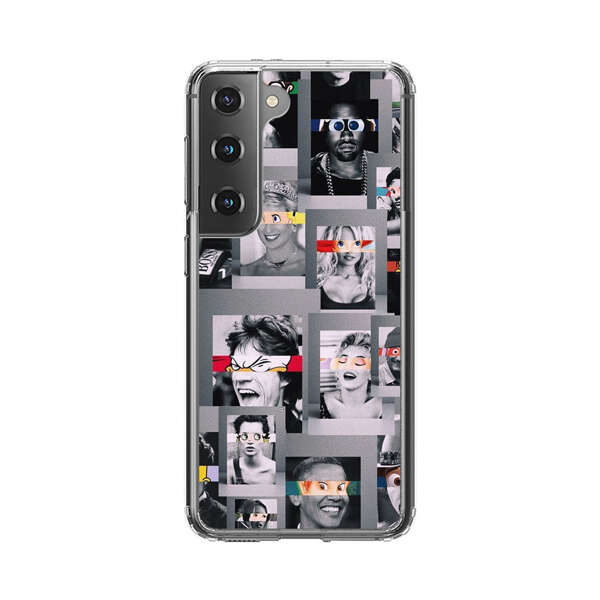 Creative Collage of Iconic Black and White Portraits with Cartoon Eyes Samsung Galaxy S22 Plus 5G Case