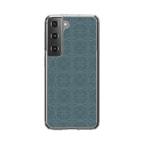 Elegant Blue Geometric Floral Pattern Samsung Galaxy S22 Plus 5G Case