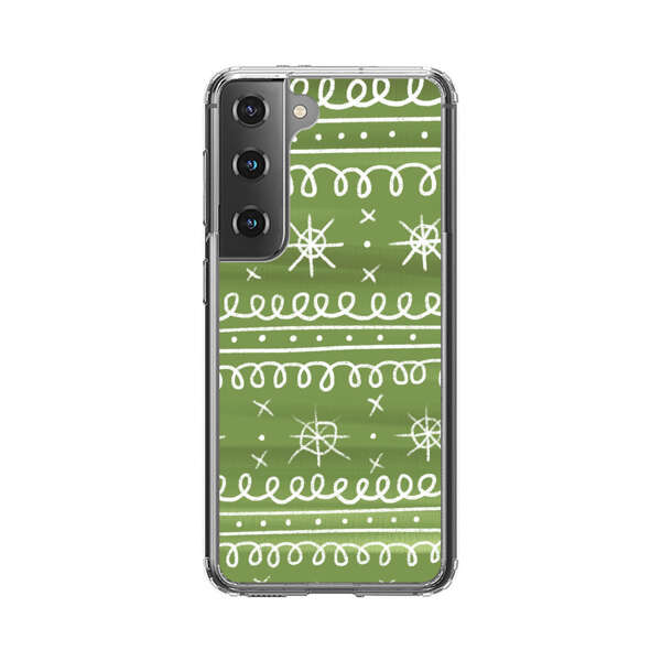 Green White Stars Loop Pattern Samsung Galaxy S22 Plus 5G Case
