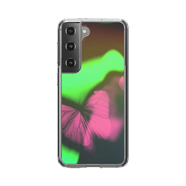 Pink Butterflies Green Background Samsung Galaxy S22 Plus 5G Case