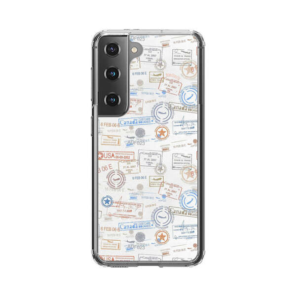 Vintage Passport Stamps Pattern Samsung Galaxy S22 Plus 5G Case