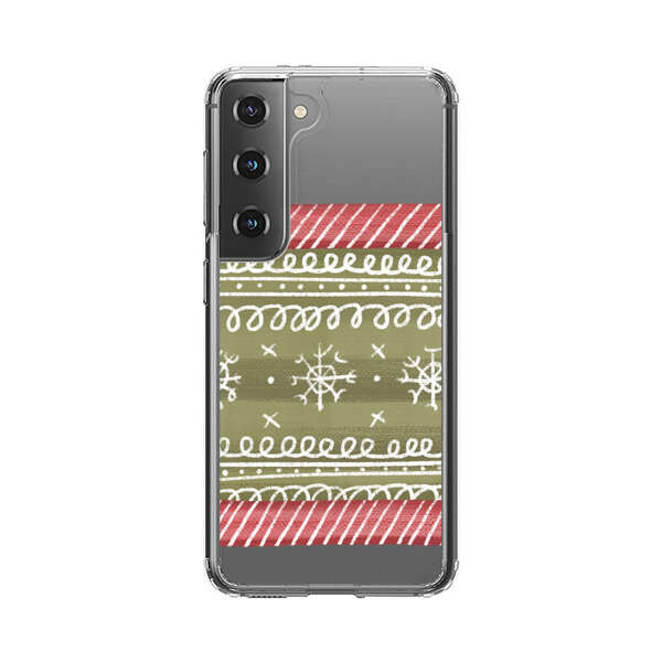 Winter Pattern with Snowflakes and Red Stripes Samsung Galaxy S22 Plus 5G Case