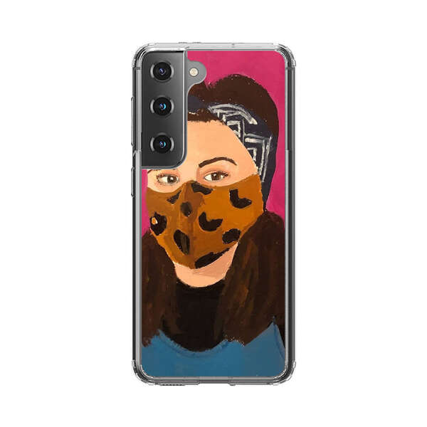Woman Leopard Print Face Mask Samsung Galaxy S22 Plus 5G Case