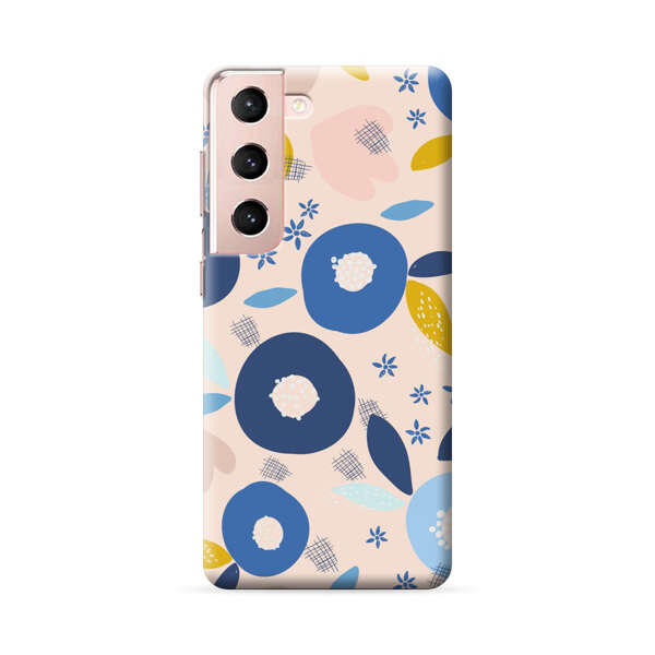 Abstract Floral Pattern with Blue, Pink and Mustard Flowers Samsung Galaxy S22 Plus 5G Hard Case
