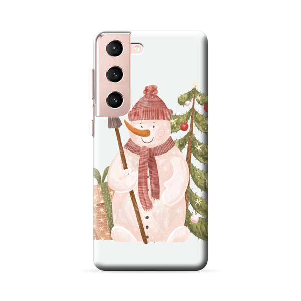 Charming Winter Snowman Illustration Samsung Galaxy S22 Plus 5G Hard Case