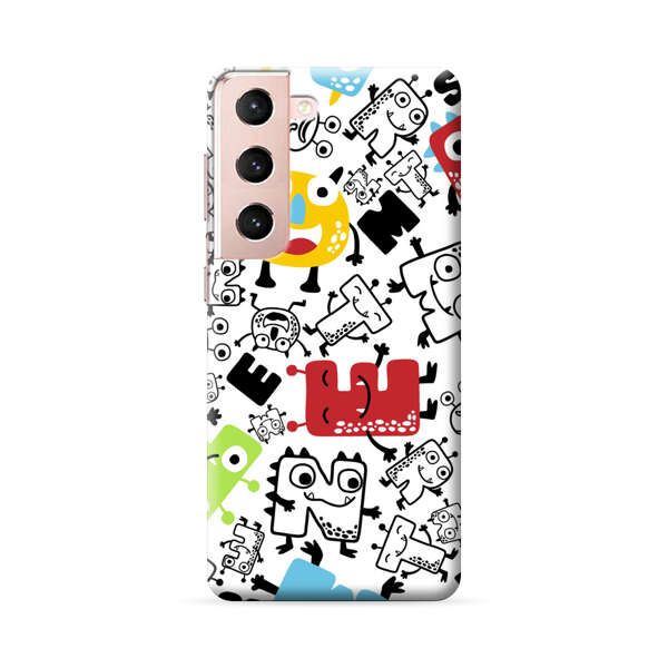 Colorful Cartoon Monsters Letters Pattern Samsung Galaxy S22 Plus 5G Hard Case