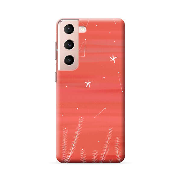 Coral Night Sky with Stars and Plants Samsung Galaxy S22 Plus 5G Hard Case