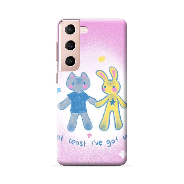 Cute Cat and Rabbit Holding Hands Samsung Galaxy S22 Plus 5G Hard Case