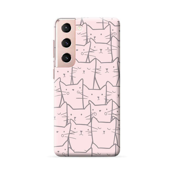 Cute Hand Drawn Cat Pattern Samsung Galaxy S22 Plus 5G Hard Case