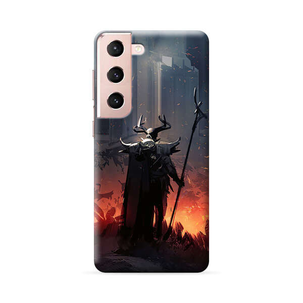 Dark Fantasy Warrior with Horned Helmet Samsung Galaxy S22 Plus 5G Hard Case
