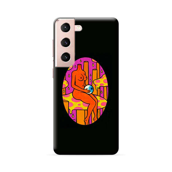 Faceless Nude Figure Holding Sphere Abstract Art Samsung Galaxy S22 Plus 5G Hard Case