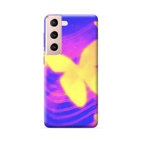 Glowing Purple and Yellow Butterflies Samsung Galaxy S22 Plus 5G Hard Case