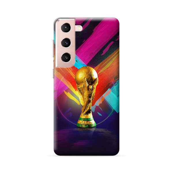 Golden Soccer Trophy with Colorful Abstract Background Samsung Galaxy S22 Plus 5G Hard Case