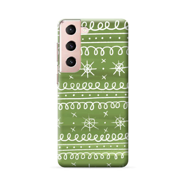 Green White Stars Loop Pattern Samsung Galaxy S22 Plus 5G Hard Case