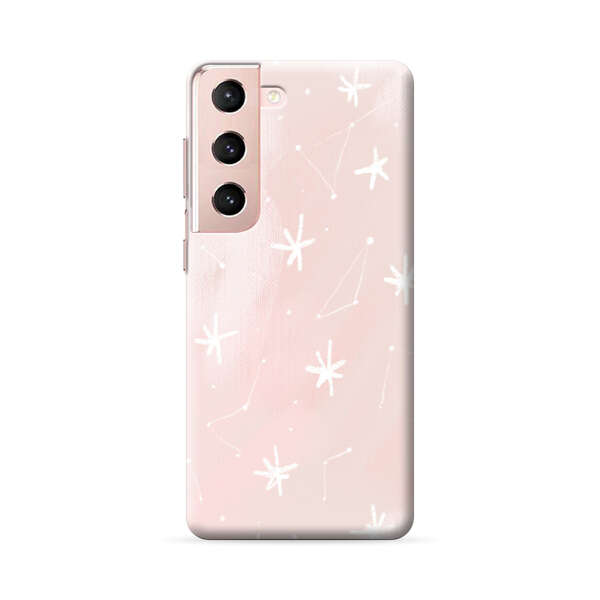 Pink Stars and Constellation Pattern Samsung Galaxy S22 Plus 5G Hard Case