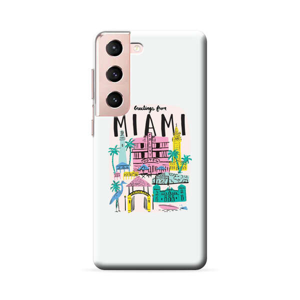 Vibrant Miami Cityscape Illustration Samsung Galaxy S22 Plus 5G Hard Case