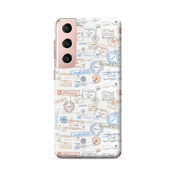 Vintage Passport Stamps Pattern Samsung Galaxy S22 Plus 5G Hard Case