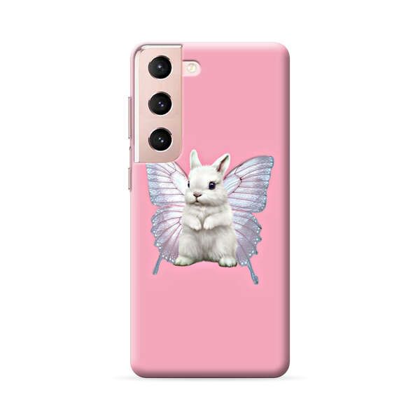 White Bunny with Butterfly Wings Samsung Galaxy S22 Plus 5G Hard Case