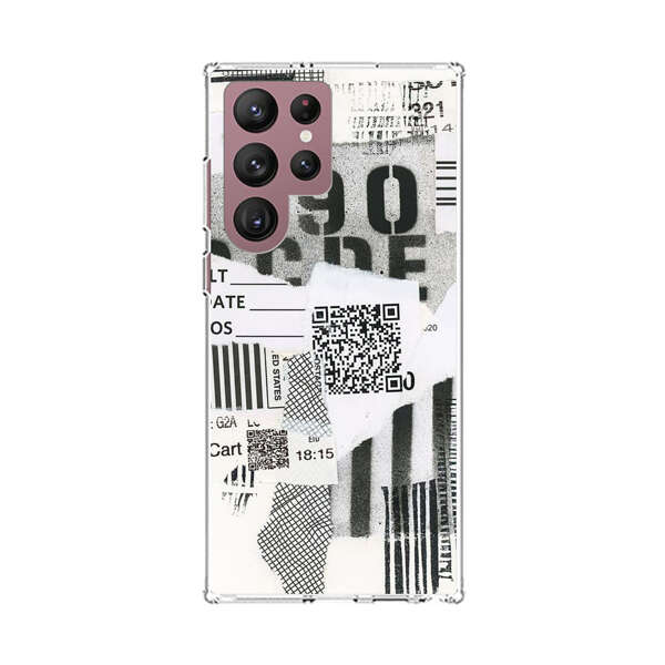 Abstract Collage Torn Paper Barcodes Samsung Galaxy S22 Ultra 5G Case
