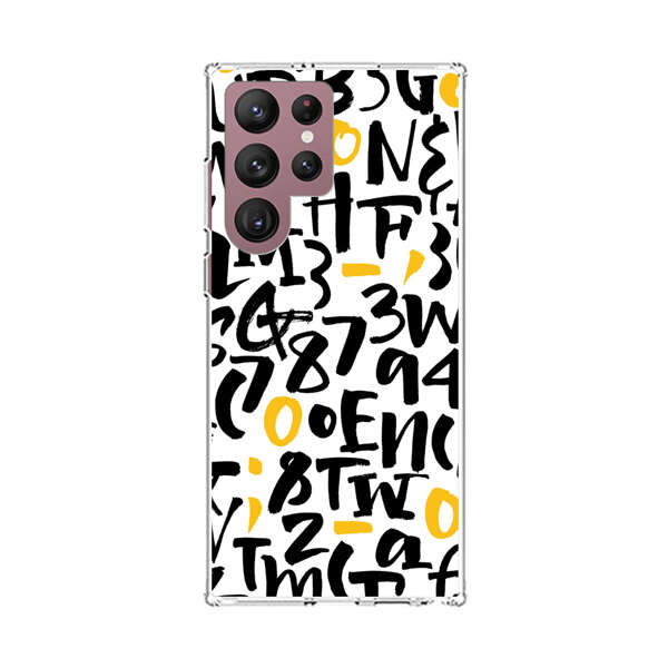 Abstract Typography Letter Number Pattern Samsung Galaxy S22 Ultra 5G Case