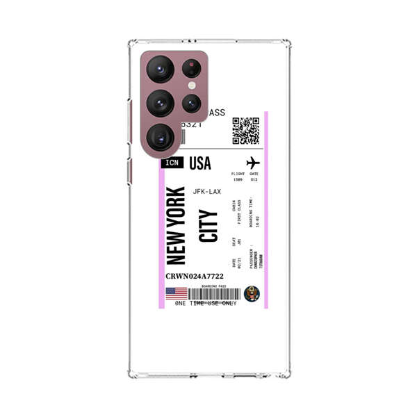 Boarding Pass New York City Flight Ticket Samsung Galaxy S22 Ultra 5G Case