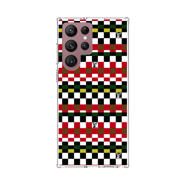 Colorful Checkerboard Stripes Pattern Samsung Galaxy S22 Ultra 5G Case