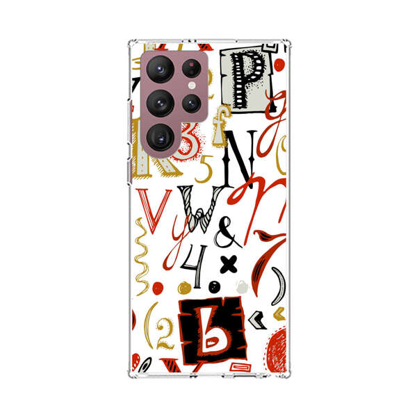 Colorful Hand Drawn Letters and Numbers Pattern Samsung Galaxy S22 Ultra 5G Case
