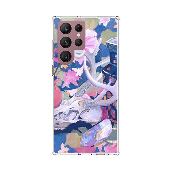Floral Ornate Vases with Antlers Skull and Crystal Samsung Galaxy S22 Ultra 5G Case