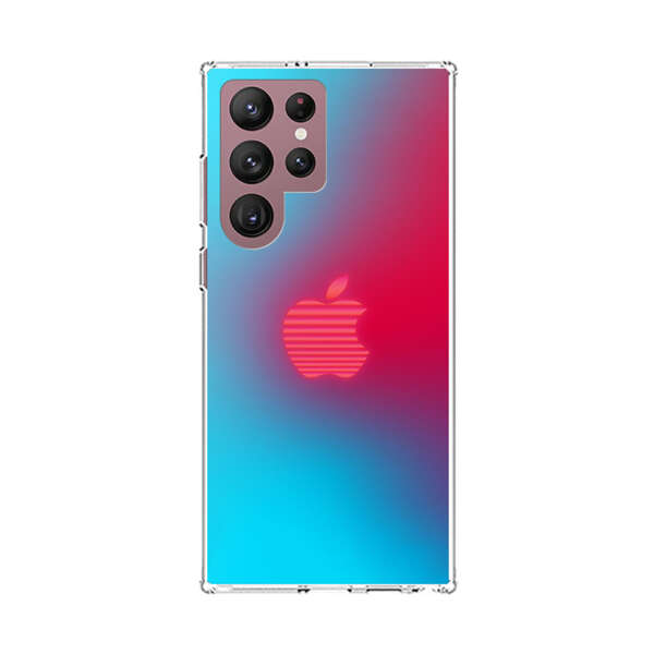 Neon Striped Apple Logo Gradient Background Samsung Galaxy S22 Ultra 5G Case