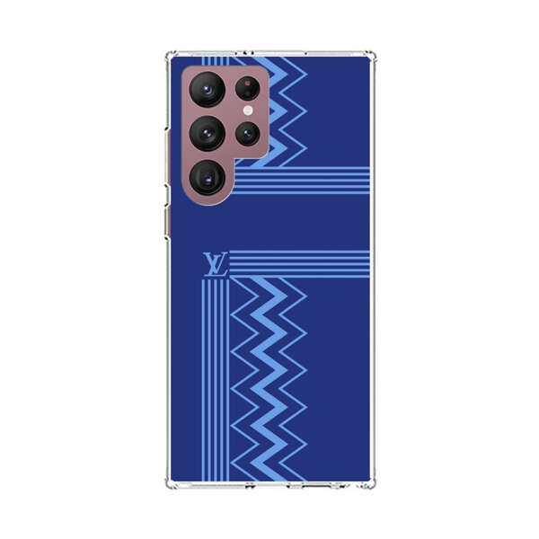 Stylish Geometric Zigzag Pattern in Blue Samsung Galaxy S22 Ultra 5G Case