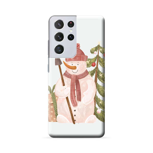 Charming Winter Snowman Illustration Samsung Galaxy S22 Ultra 5G Hard Case