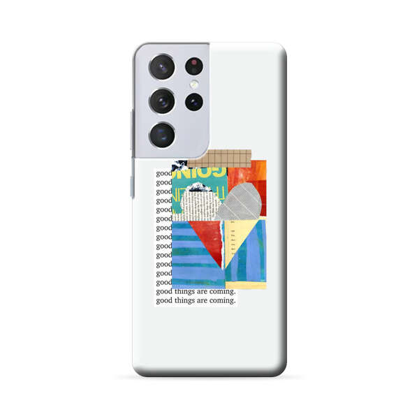 Colorful Abstract Collage with Geometric Shapes Samsung Galaxy S22 Ultra 5G Hard Case