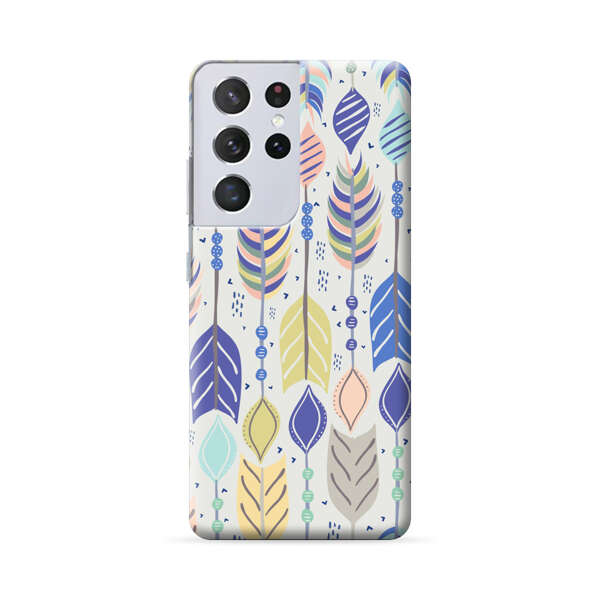 Colorful Feathers Pattern Pastel Samsung Galaxy S22 Ultra 5G Hard Case