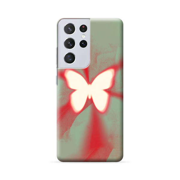 Glowing White Butterfly Abstract Radiant Design Samsung Galaxy S22 Ultra 5G Hard Case